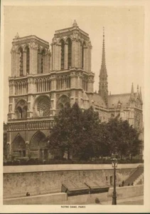 1913 Notre Dame Paris France Architecture Photogravure Antique Print Sepia Old - Picture 1 of 1