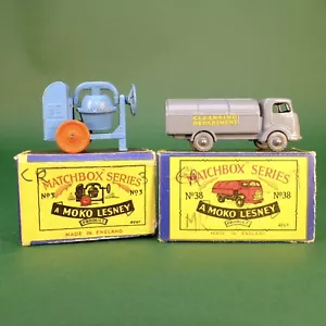 MATCHBOX LESNEY No38A KARRIER BANTAM REFUSE Collector And 3a Cement Mixer Boxed - Picture 1 of 13