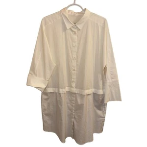 Vetta Capsule Convertible Shirt Dress XL White Beige Minimalist Modest Lagen USA - Picture 1 of 14