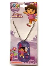Dora The Explorer & Boots Kids Girl Dog Tag Pendant Charm Necklace Keychain NEW