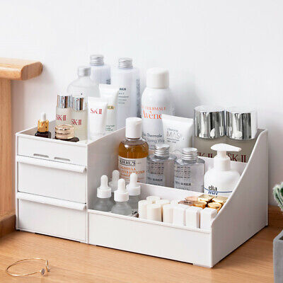 Plastic Cosmetic Organizer Makeup Case Holder Drawers Jewelry Storage Desk Tidy • 10.99£