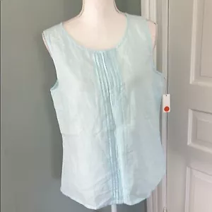 NWT Talbots Light Blue Sleeveless Top Linen Cotton Coastal Summer XL - Picture 1 of 6