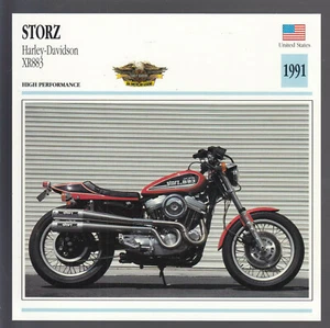 1991 Storz Harley-Davidson XR883 American Motorcycle Photo Spec Info Stat Card - Picture 1 of 1