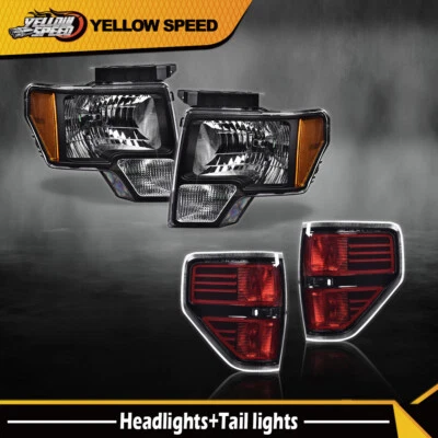 Fit For 2009-2014 Ford F150 Pickup Chrom Headlights+tail Lights Brake Lamps - Image 1 of 4