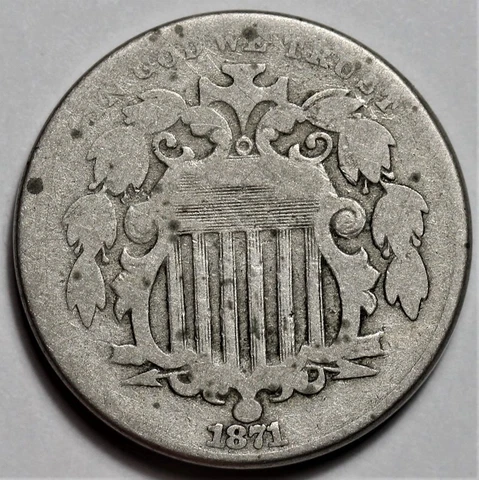 1871 Shield Nickel - US Key Date 5c Coin - L37 Cover
