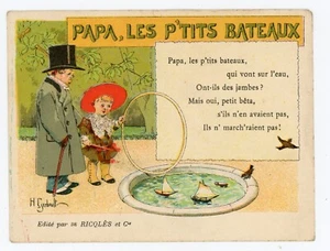 PUB, ancien chromo Ricqlès et Cie Papa les p'tits bateaux - Picture 1 of 2