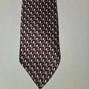Stafford 100% Silk - Geometric Tie Marron/Black 58" x 3.5" - Picture 1 of 4