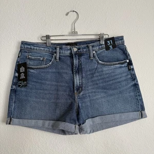 Jeans Argento Blu Denim Fidanzato Pantaloncini Donna con Polsini 31 | Cucitura Interna 3" Nuovi - Foto 1 di 5