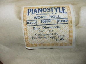 PIAONSTYLE #1`0802 "BLUE DIAMONDS" FOX TROT PIANO ROLL-1919 - Picture 1 of 5