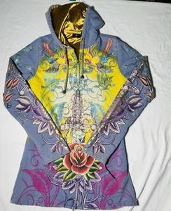 Christian Audigier & Ed Hardy Damen Vintage Multicolor Strass Hoodie Gr. Large - Bild 1 von 18