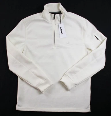 Camisa Pullover DKNY Para Hombres M 1/4 Cremallera Calce Regular Manga Larga Cuello Simulado Crema $79 Foto 1 de 4