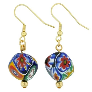 Pendientes de cubo GlassOfVenice Murano mosaico de vidrio Millefiori - dorados - Imagen 1 de 5