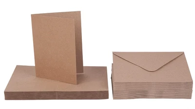 QIUQIU XXL-Kartenset 50 Doppelkarten Kraftpapier mit 50 Umschlägen A6 Klappkarten