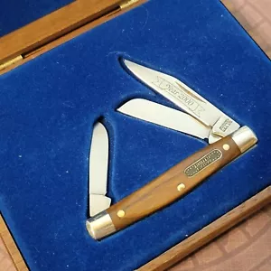 Schrade Ltd Knife Made In USA Year 2000 Medium Stockman Smooth Wood Handles - Picture 1 of 9