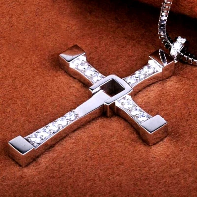 XXL Fast and Furious Halskette Edelstahl Silber Kreuz Geschenk 60cm TOP-Qualität - Bild 1 von 4