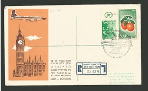 1957 1er vol JET-PROP BRITANNIA Lod Israël - London timbre sur lettre /L2238 - Picture 1 of 2