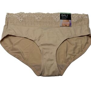 Bali Women's Size 8 XL Panty Brief Hipster Lace Waistband Beige New With Tags