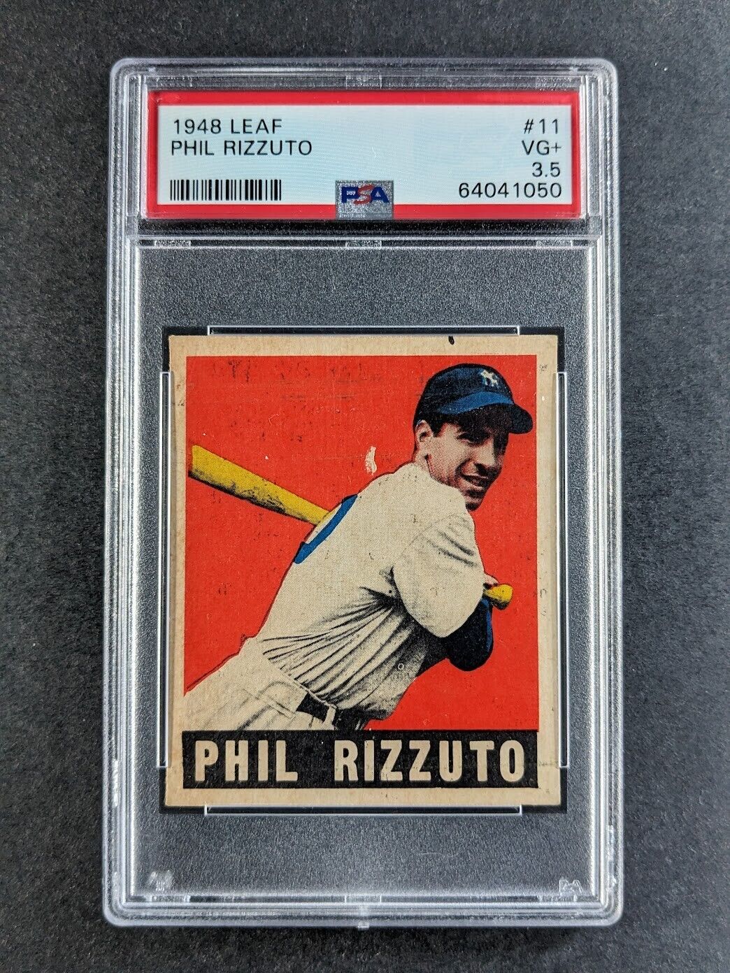 1948 Leaf Baseball PHIL RIZZUTO Rookie RC #11 New York Yankees PSA 3.5 VG+