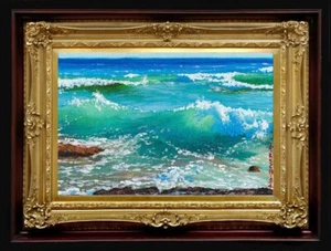 ORIGINAL Oil Painting Handmade Arseni ~ BEAUTIFUL SEA 6" X 4" NO FRAME USA - Picture 1 of 13