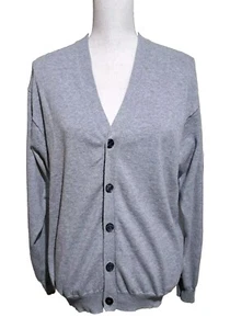American Blue Brand Gray Fleece Cardigan Long Sleeve Button Up Cotton SZ Large - Picture 1 of 10