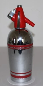 Rare Vintage Sparklet Streamline Deluxe Chrome Soda Syphon Red Lid England - Picture 1 of 15