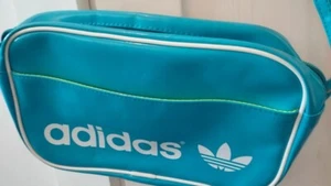 Adidas Originals Womens Mini Messenger Bag Blue Trefoil Logo Vinyl Retro - Picture 1 of 5