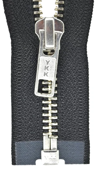 YKK 1 Way Zipper 8mm Black 50 -100cm Silver Teeth Metal