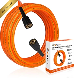 25FT Kink Resistant Pressure Washer Hose, 3300 PSI, M22 14mm, Brass Connector - Picture 1 of 12