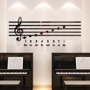 Acrylic Wall Stickers 3D Piano Note Art Durable Waterproof Classroom Decoration