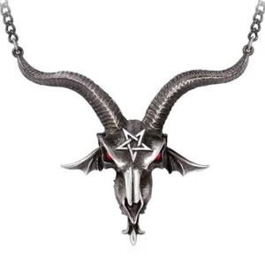 Baphometica Necklace, Large Baphomet Skull, Pentagram, Demonic, Alchemy England - Picture 1 of 6