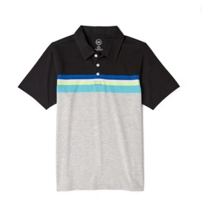 WONDER NATION Boys Size XXL (18) Fashion Polo Shirt Short Sleeve Black/Grey - Picture 1 of 4