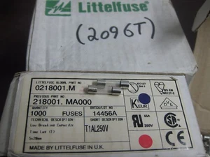 5X 0218001.M Cartridge Fuses 250V 1A Time Lag (Slo-Blo) - Bild 1 von 3