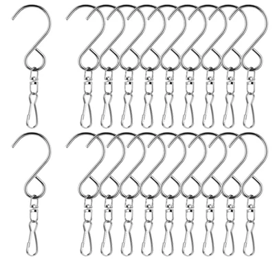 20 Pack Wind Spinner Swivel Hooks Clips for Hanging Wind Chimes, Garden Bells - Image 1 of 4