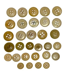 31 Antique-Vintage Bone Horn Antler Buttons 4-Hole 5/16"- 3/4" - Picture 1 of 3