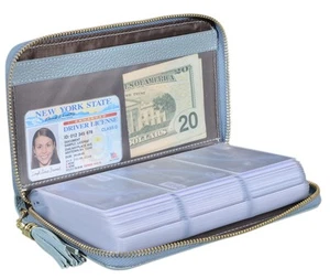 Credit Card Holder Wallet Womens Zipper Leather Case Purse RFID Blocking (Lig... - Picture 1 of 8