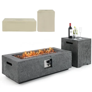 42.5" Magnesium Oxide Propane Gas Fire Pit w/ Hideaway Tank Holder Lava Rocks - Picture 1 of 10