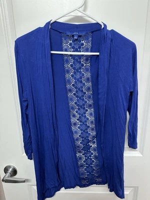 Apt 9 Royal Blue Women’s Quarter Sleeve Cardigan w Eyelet Cutouts Size Small   - Image 1 of 4