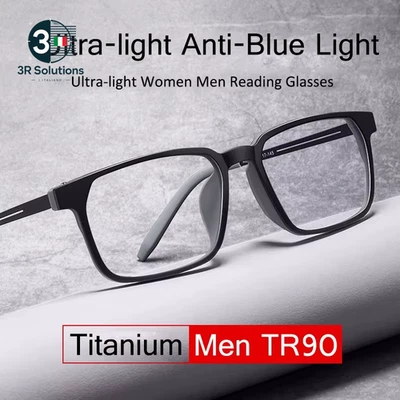 Nuovi Occhiali Da Lettura in Titanio Puro Uomo Donna TR90 Anti-Blu Ray Occhiali - Immagine 1 di 4