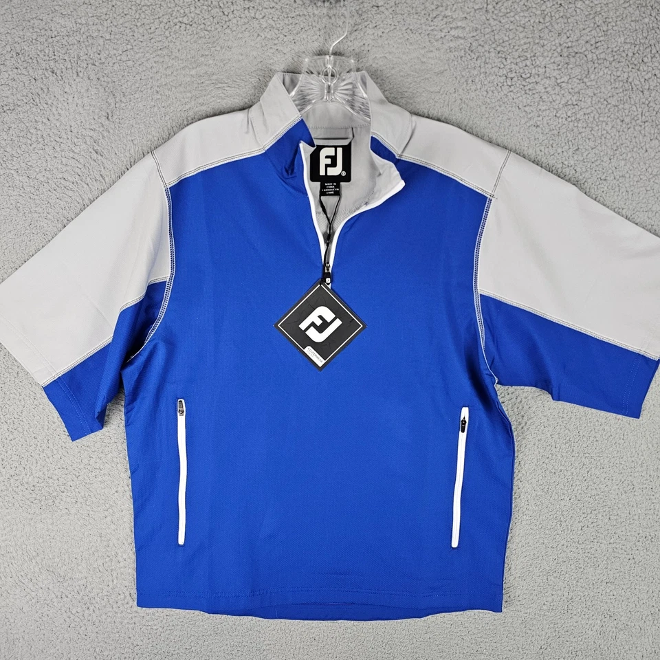 FootJoy Men's Sport 1/2 Zip Short Sleeve Golf Windshirt XL Royal Blue 32670