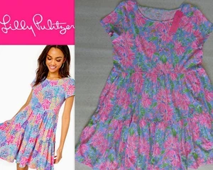 Neu mit Etikett Lilly Pulitzer Geanna BLAU PERI Druck Trapez Kleid Größe L Sunrise Bay - Bild 1 von 11