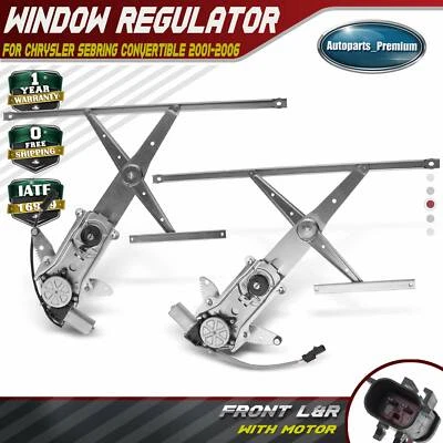 2Pcs Window Regulator w/ Motor for Chrysler Sebring Convertible 2001-2006 Front - Image 1 of 4