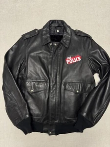Vintage Schott Black Leather Motorcycle Size 36 Jacket Zip Out Lining The Police - Picture 1 of 9