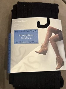 Nuevo Simply Vera Wang Talla 2/3 Negro Suéter Acanalado Moda Medias Pantimedias - Imagen 1 de 4