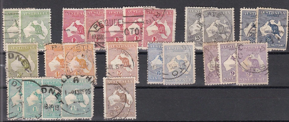 AUSTRALIA LOT / COLLECTION OF 25 KANGAROO & MAP UNCHECKED FOR WATERMARK OR PERFS - Image 1 of 1
