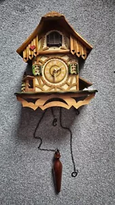 Eble Cuckoo Clock Black Forest House Wood Musical No Pendulum or weights works - Picture 1 of 20