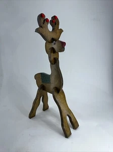 Rentier Holz Weihnachtsdekoration Schlitz zusammen ca. 27" x 8" x 14" - Bild 1 von 11