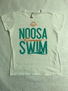 Gildan White Noosa Swim Summer Womens Tee Graphic T-Shirt Size XL