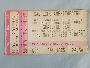 May 5-27-93 1993 GRATEFUL DEAD Ticket Stub Cal Expo Cassidy Uncle Johns Cassidy! - Picture 1 of 2