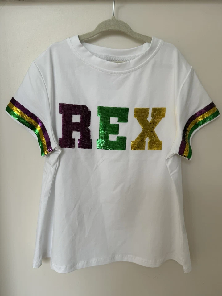 Brand new Adorable REX Girls T-shirt For Mardi Gras.. Precious sequins!! - Image 1 of 4