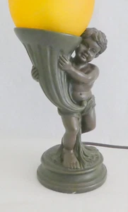 CHERUB Figural Lamp w Globe Vintage Bronze Finish - Picture 1 of 12